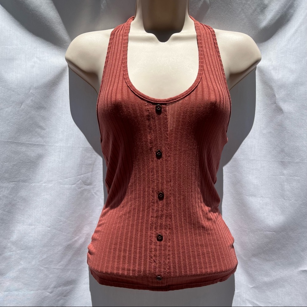 Caution to the Wind Rust Colored Ribbed Halter Top Size Small